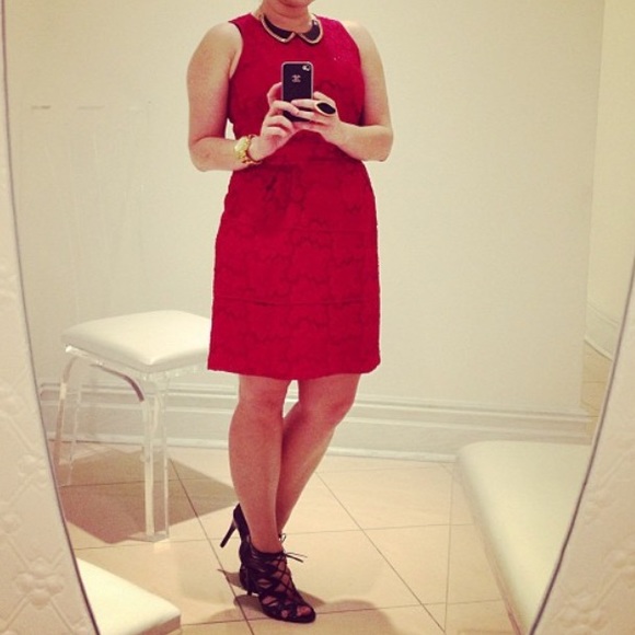Nanette Lepore Red Eyelet Lace Dress - Picture 8 of 8